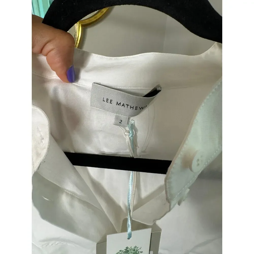 Lee Mathews Posey Collarless Cotton Shirt size 4/6 - Picture 3 of 5